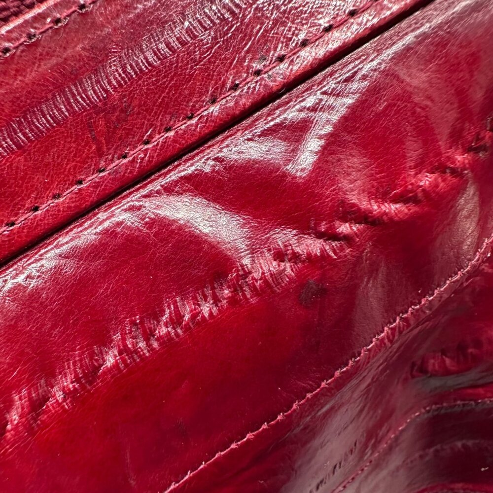 Vintage Red Purse Eel Skin Shoulder Bag Lee Sands Korea 1970s Retro Fashion - Picture 11 of 15